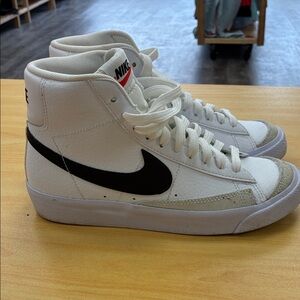 Nike White and Black High-Top Shoes